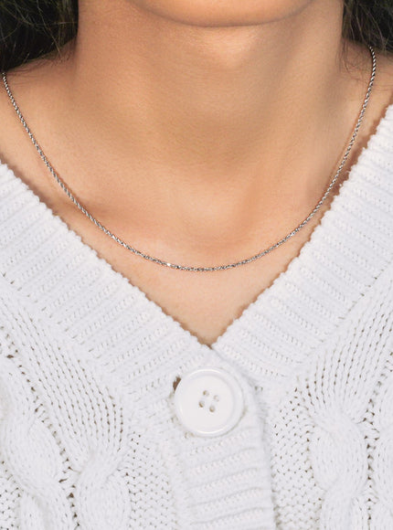 10k White Gold Solid Diamond Cut Rope Chain 1.4mm