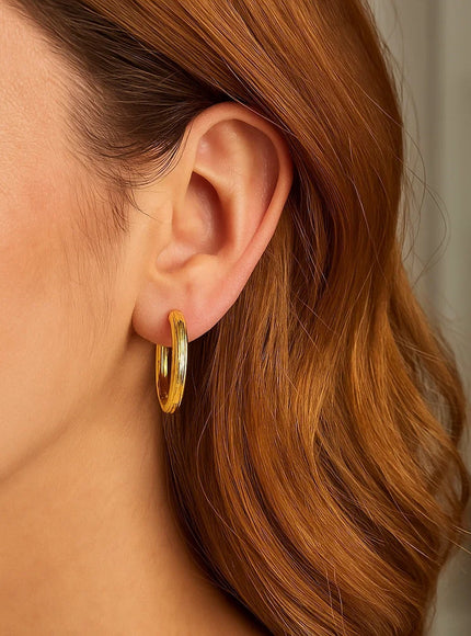 Endless Engraved Round Hoop Earrings in 14K Yellow Gold