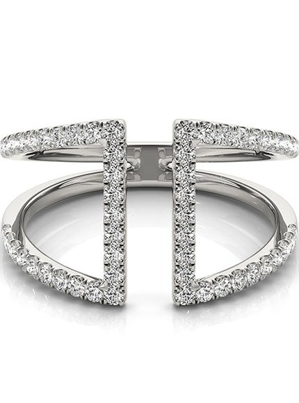 14k White Gold Open Style Dual Band Ring with Diamonds (1/2 cttw)