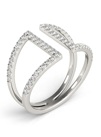 14k White Gold Open Style Dual Band Ring with Diamonds (1/2 cttw)