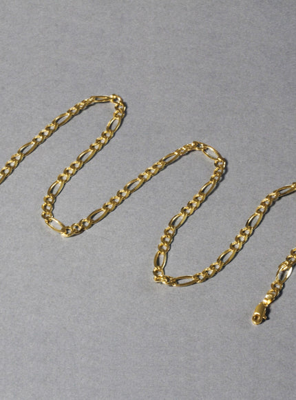 10K Yellow Gold Solid Figaro Chain (4.50 mm)