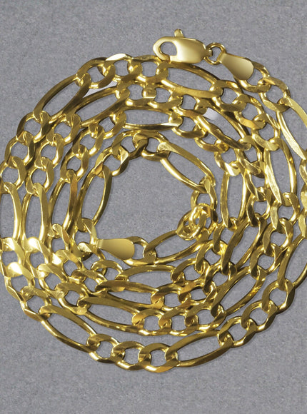 10K Yellow Gold Solid Figaro Chain (4.50 mm)