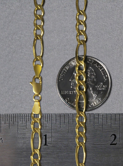 10K Yellow Gold Solid Figaro Chain (4.50 mm)