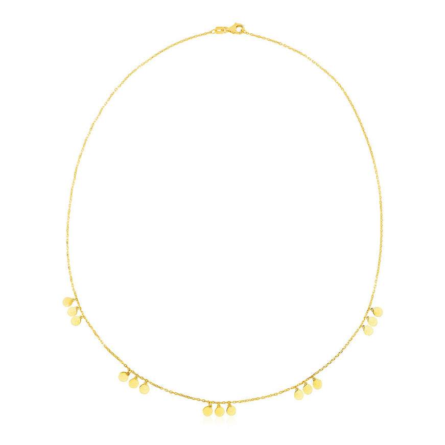 14k Yellow Gold Necklace with Circle Dangle Stations