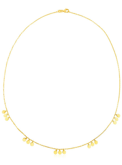 14k Yellow Gold Necklace with Circle Dangle Stations