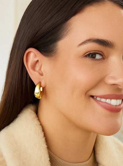 14k Yellow Gold Large Tapered Hoop Earrings(20x20mm)