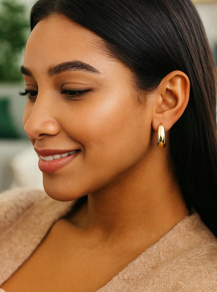 14k Yellow Gold Large Tapered Hoop Earrings(20x20mm)