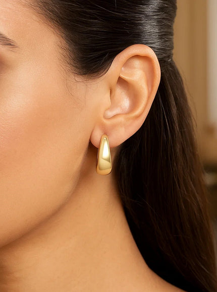 14k Yellow Gold Large Tapered Hoop Earrings(20x20mm)