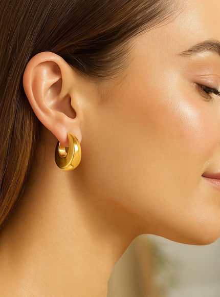 14k Yellow Gold Large Tapered Hoop Earrings(20x20mm)