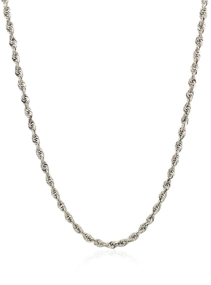 2.5mm 14k White Gold Solid Diamond Cut Rope Chain