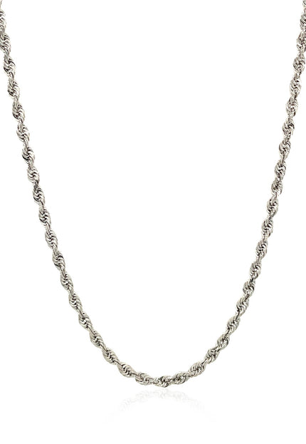 2.5mm 14k White Gold Solid Diamond Cut Rope Chain