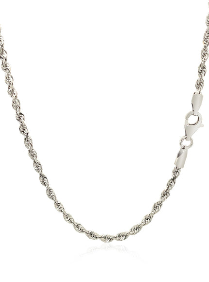2.5mm 14k White Gold Solid Diamond Cut Rope Chain