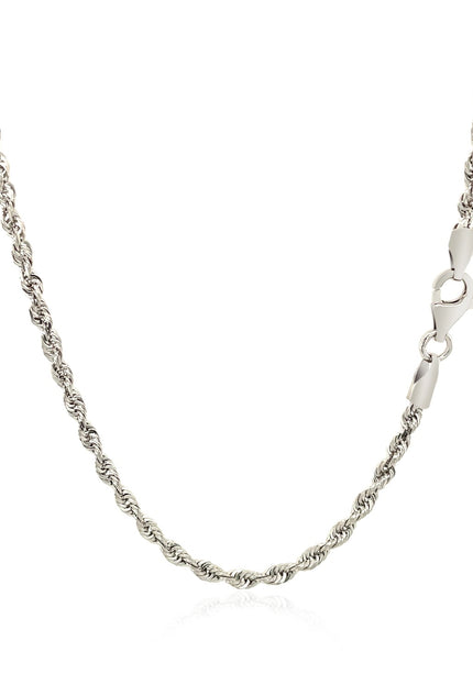 2.5mm 14k White Gold Solid Diamond Cut Rope Chain
