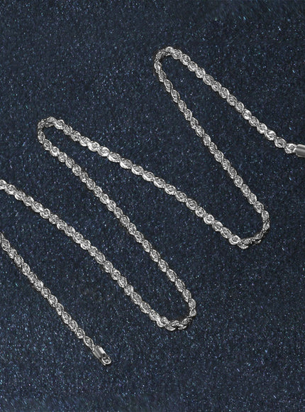 2.5mm 14k White Gold Solid Diamond Cut Rope Chain