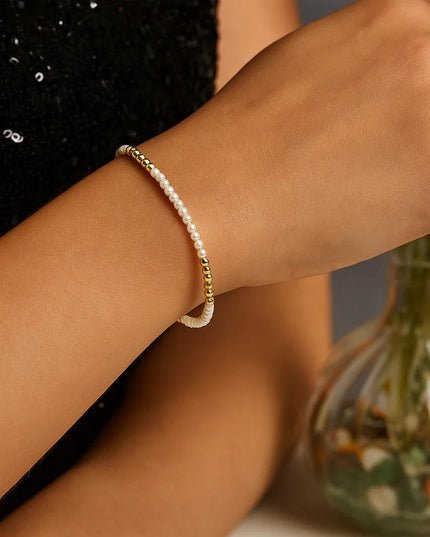 14k Yellow Gold High Polish Freshwater Pearl Pallina Bead Bracelet