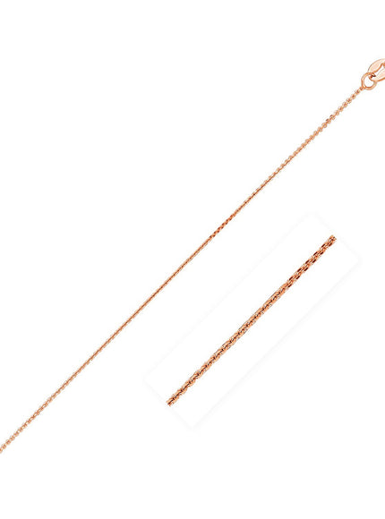14k Pink Gold Diamond Cut Cable Link Chain 0.8mm