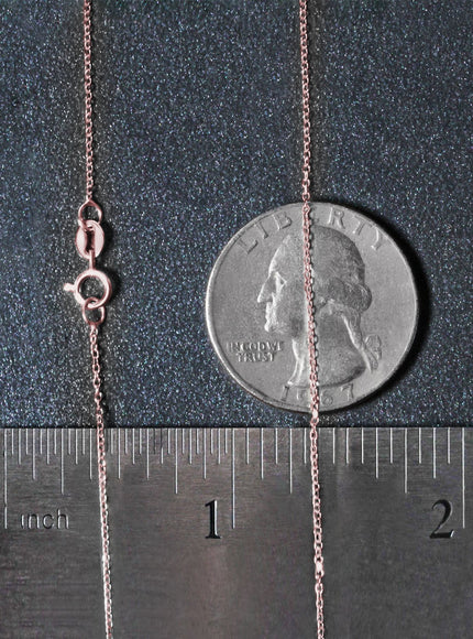 14k Pink Gold Diamond Cut Cable Link Chain 0.8mm