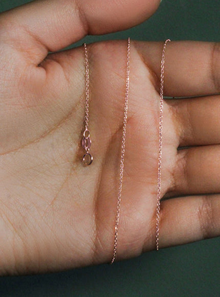 14k Pink Gold Diamond Cut Cable Link Chain 0.8mm