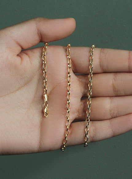 3.2mm 14k Yellow Gold Oval Rolo Chain