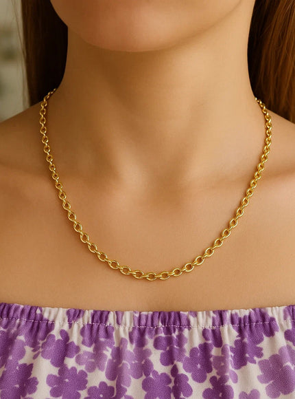 3.2mm 14k Yellow Gold Oval Rolo Chain