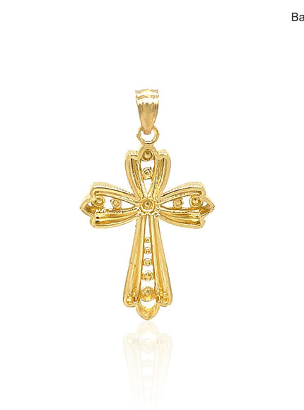 14k Two-Tone Gold Fancy Cross Pendant with Diamond Cuts