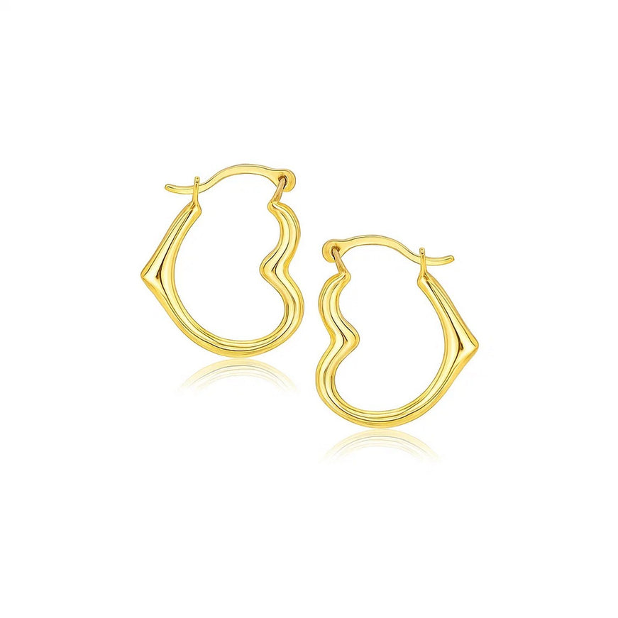 10k Yellow Gold Heart Hoop Earrings