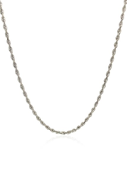 10k White Gold Solid Diamond Cut Rope Chain 1.5mm