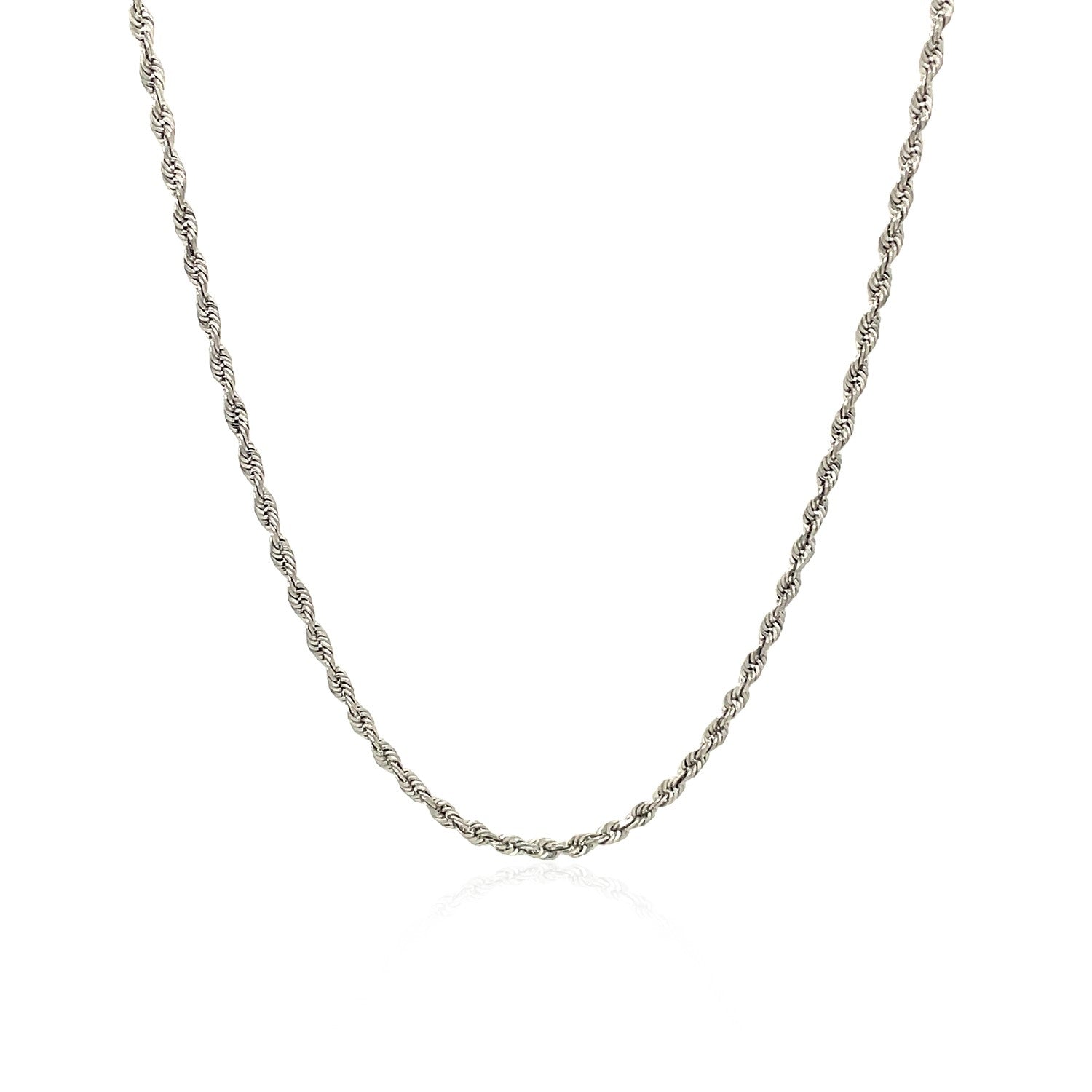 14K Solid White Gold 0.45mm Classic Box Chain Necklace – 18 Inch – Spring Ring Closure