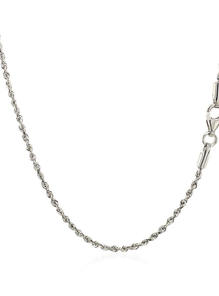 10k White Gold Solid Diamond Cut Rope Chain 1.5mm