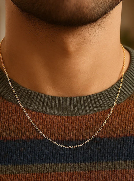 14k Yellow Gold Round Cable Link Chain 1.5mm