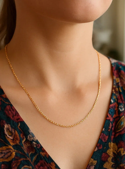 14k Yellow Gold Round Cable Link Chain 1.5mm