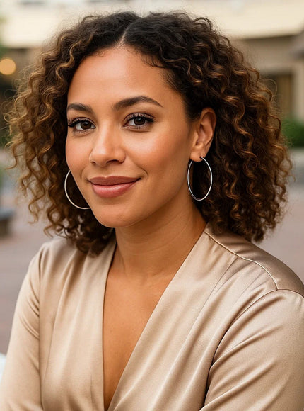 14k White Gold Polished Hoop Earrings (60 mm)