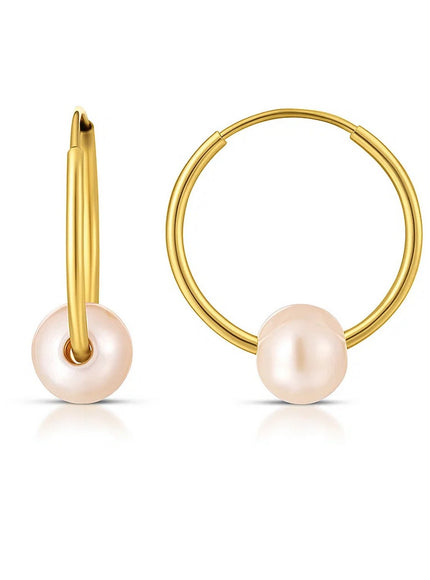 14k Yellow Gold Round Endless Pearl Earring