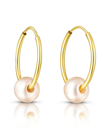 14k Yellow Gold Round Endless Pearl Earring