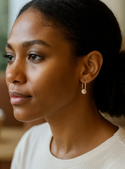 14k Yellow Gold Round Endless Pearl Earring