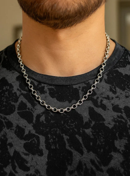 4.6mm 14k White Gold Oval Rolo Chain