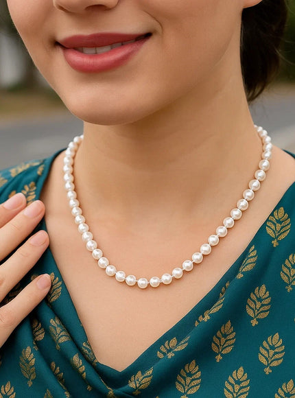 14k Yellow Gold Necklace with White Freshwater Cultured Pearls (6.0mm to 6.5mm)