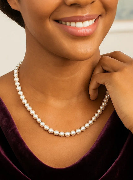 14k Yellow Gold Necklace with White Freshwater Cultured Pearls (6.0mm to 6.5mm)