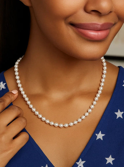 14k Yellow Gold Necklace with White Freshwater Cultured Pearls (6.0mm to 6.5mm)