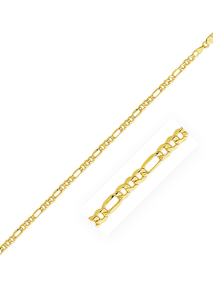 3.5mm 14k Yellow Gold Lite Figaro Chain