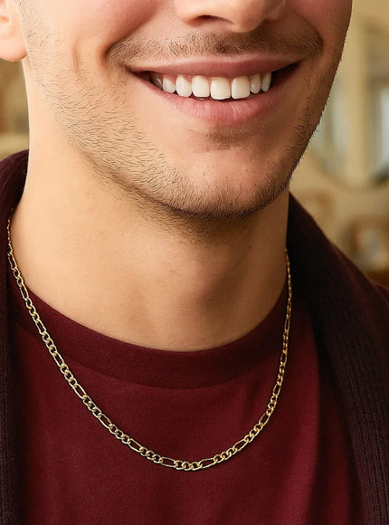 3.5mm 14k Yellow Gold Lite Figaro Chain
