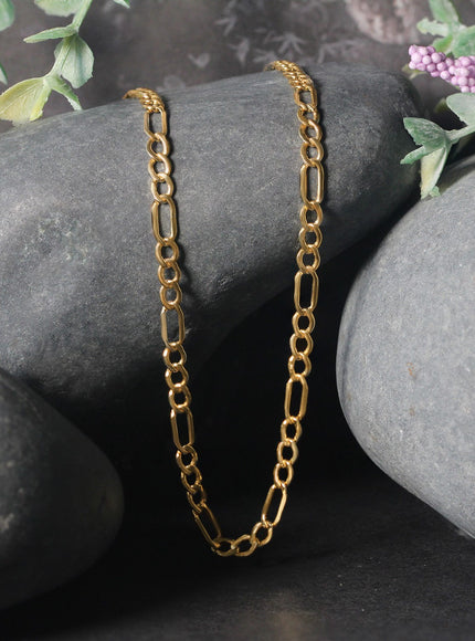 3.5mm 14k Yellow Gold Lite Figaro Chain