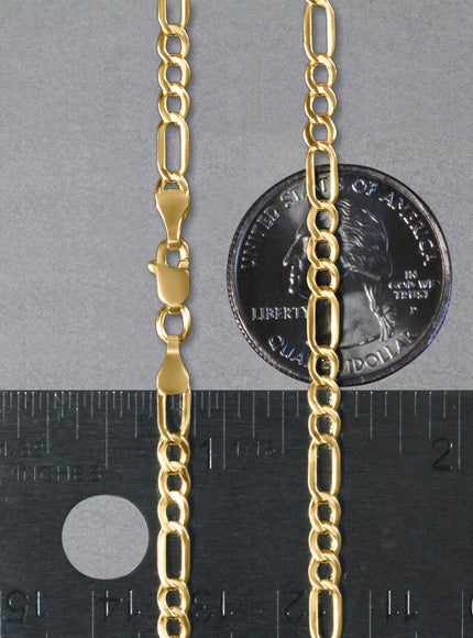 3.5mm 14k Yellow Gold Lite Figaro Chain