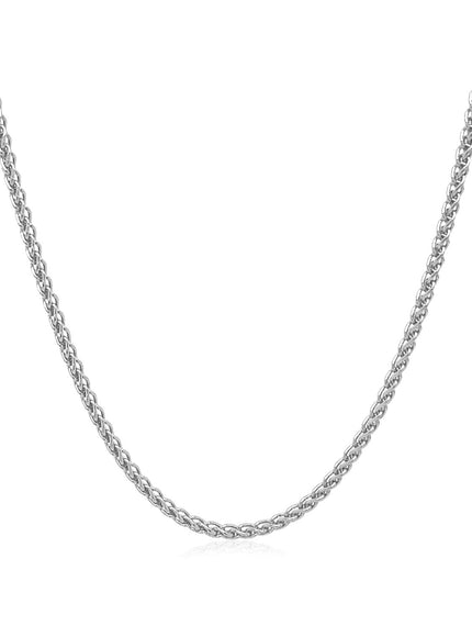 14k White Gold Round Wheat Chain 1.5mm