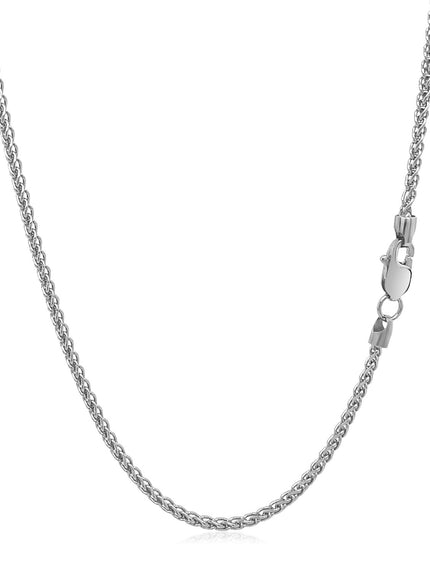 14k White Gold Round Wheat Chain 1.5mm