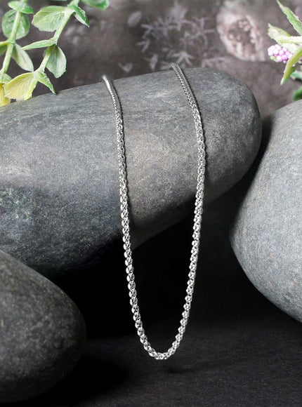 14k White Gold Round Wheat Chain 1.5mm