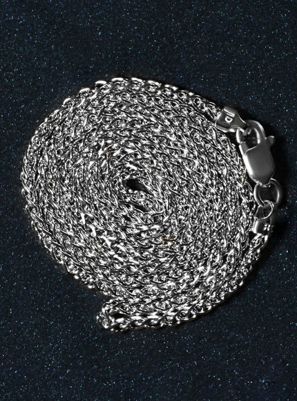 14k White Gold Round Wheat Chain 1.5mm