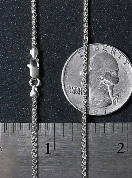 14k White Gold Round Wheat Chain 1.5mm