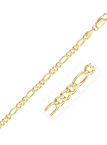 10K Yellow Gold Solid Figaro Chain (3.70 mm)
