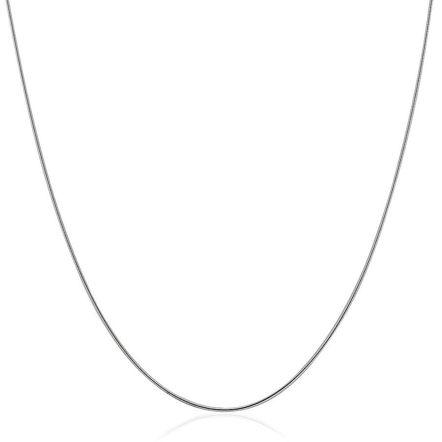 14k White Gold Thin Motif Round Omega Necklace